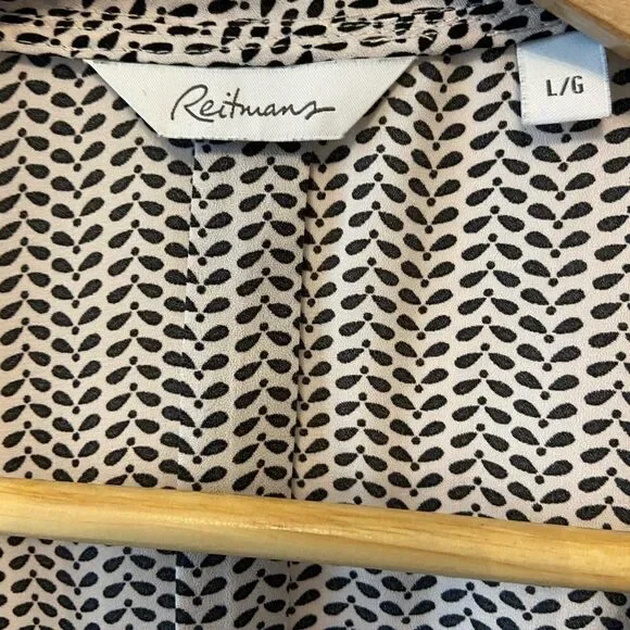 REITMANS Black&White Printed Zipper Loose Fit Top - Picture 5 of 8